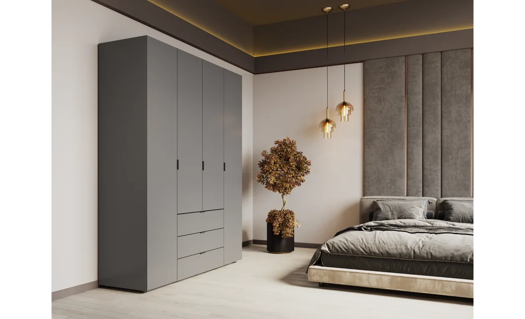 Šatní skříň na oblečení Doros Gelar Grafit 4 dveře 155×49,5×203,4 (80737075)