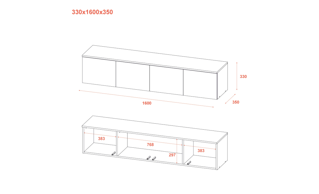 TV stolek Doros Levia Kašmír 4 dveře 160x35x33 (41516085)
