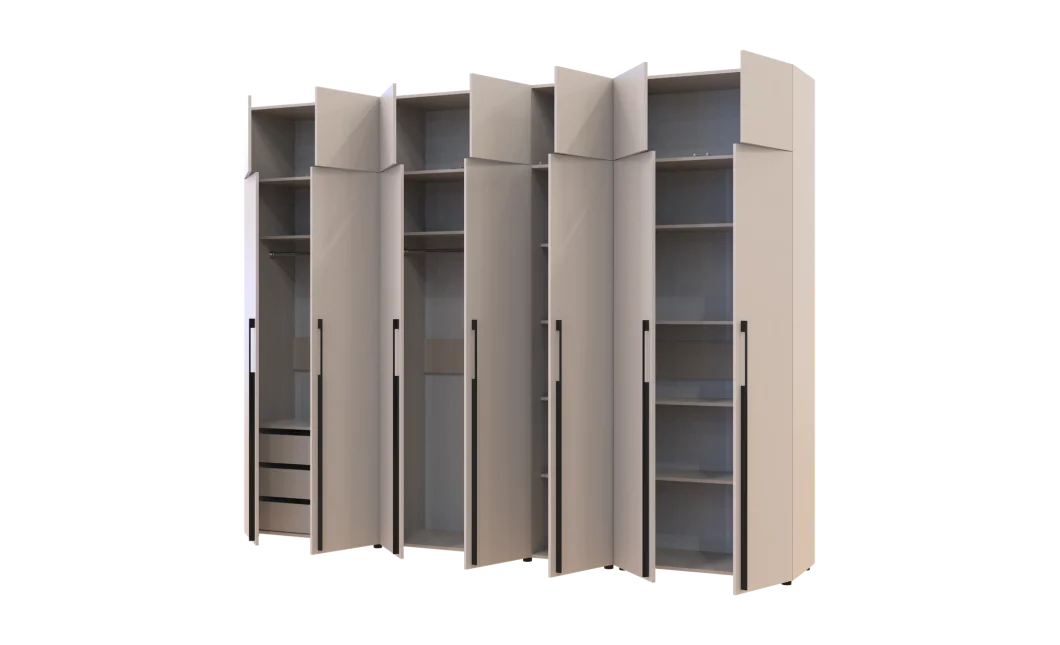 Kleiderschrank mit Schubladen, Regalen und Aufsatzschrank Doros Kasper Kaschmir 2+3+2 LTD 315 × 50 × 245 cm (42005740)