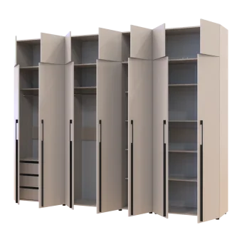 Kleiderschrank mit Schubladen, Regalen und Aufsatzschrank Doros Kasper Kaschmir 2+3+2 LTD 315 × 50 × 245 cm (42005740)