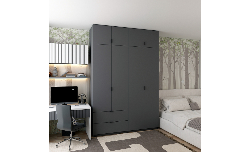 Šatní skříň na oblečení Doros Lukas Grafit/Grafit 160×50×240 (80736287)