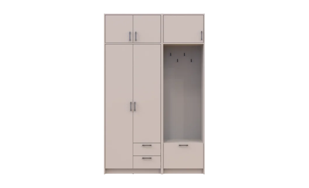 Šatní skříň Doros Rondi s věšákem a nástavcem Kašmír 2 dvere 142x52x236 (42005394)