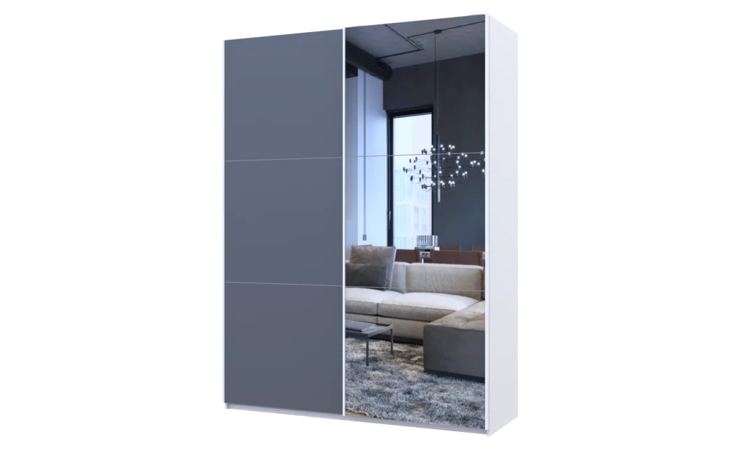 Skříň s posuvnými dveřmi Doros G-Caiser Bílá Grafit 1 DTD / 1 zrcadlo / 3 části 160x60x240 (42005086)