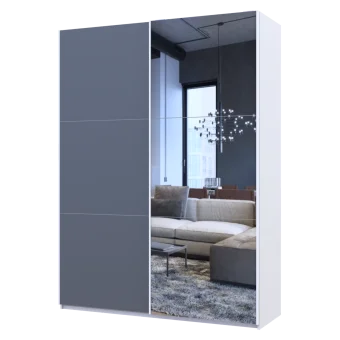 Skříň s posuvnými dveřmi Doros G-Caiser Bílá Grafit 1 DTD / 1 zrcadlo / 3 části 160x60x240 (42005086)