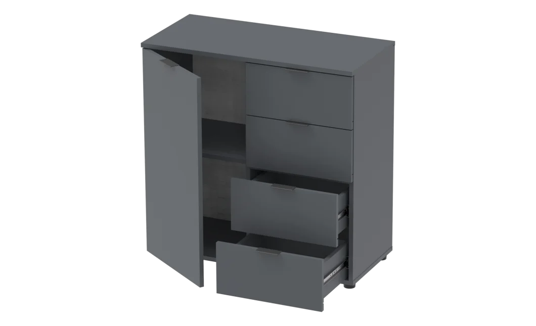 Komoda Doros Ron 1 1 dveře 4 zásuvky Grafit 80 × 38 × 81 (41516006)
