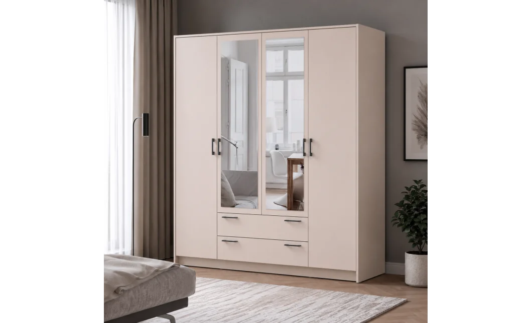 Šatní skříň Doros Rondy se zrcadlem Kašmír 4 dvere 160x52x195 (80738478)