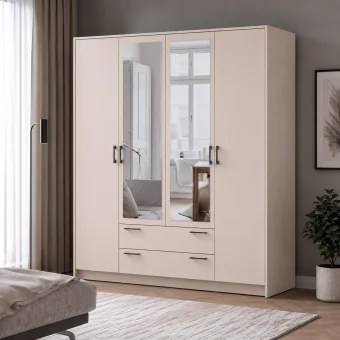 Šatní skříň Doros Rondy se zrcadlem Kašmír 4 dvere 160x52x195 (80738478)
