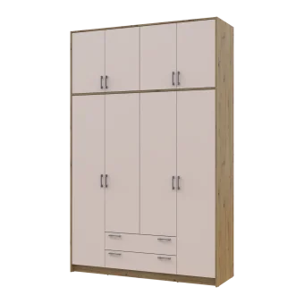 Šatní skříň Doros Rondy s vysokou antresolou Dub Artisan/Kašmír 4 dvere 160×52×260 (42005194)