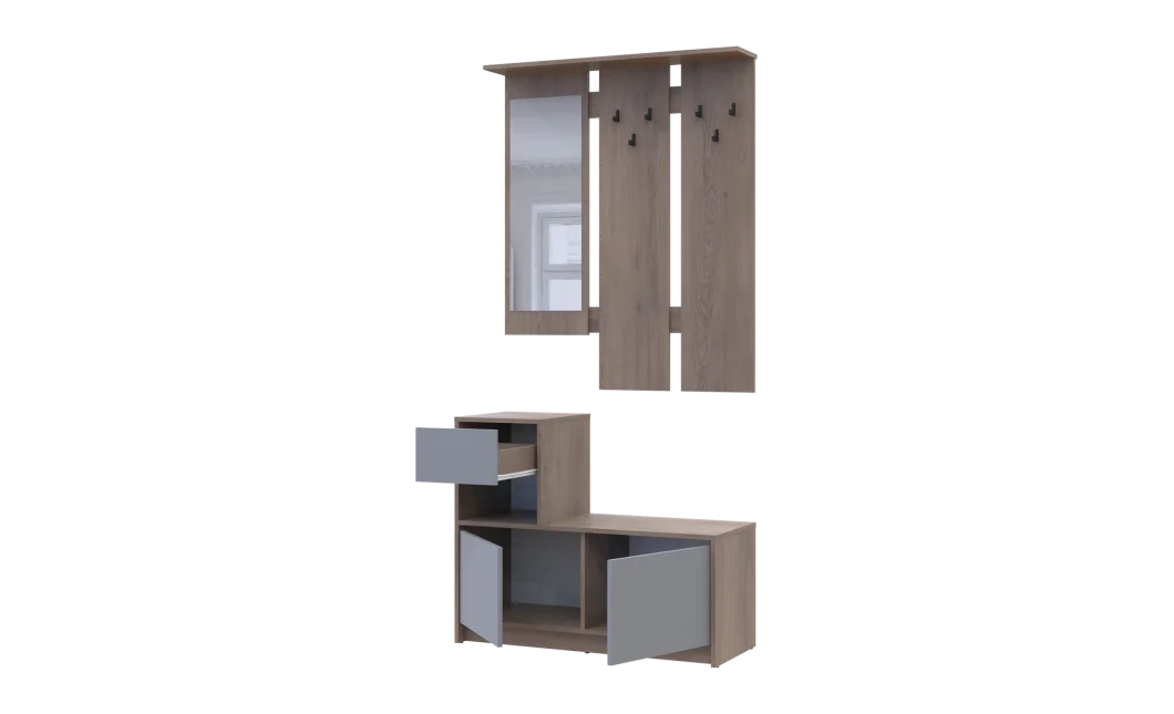 Předsíň Bela Cremona Cannolo/Šedá 1 DTD / 1 zrcadlo 100×40×210 (44900413)