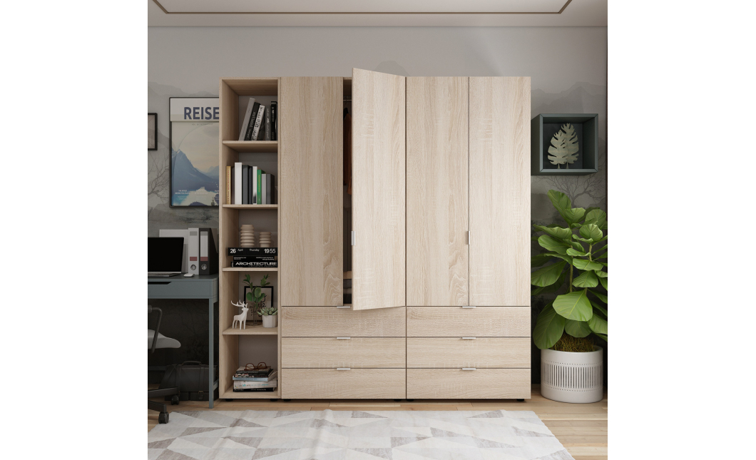 Set Doros Gelar s regálem Dub Sonoma 2+2 dveře 193,2 × 49,5 × 203,4 (42005044)