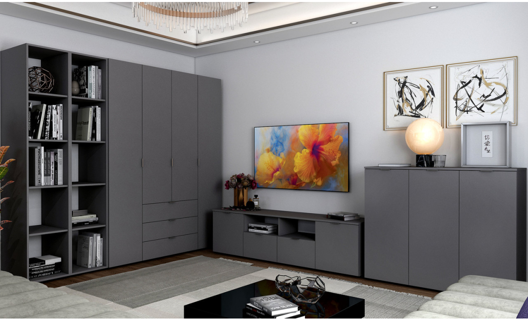 Komoda Doros Ron 4 Grafit 2 dveře 2 zásuvky 180 × 38 × 50 (44900234)