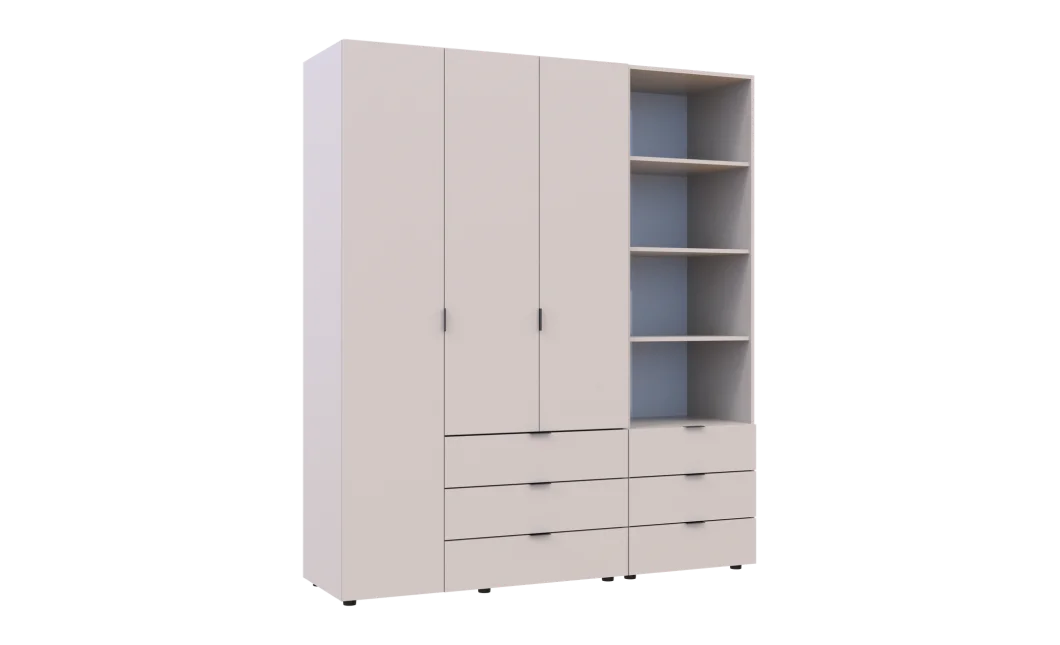 Šatní skříň Doros Gelar Kašmír 3 dveře s regálem 176,2×49,5×203,4 (42005175)