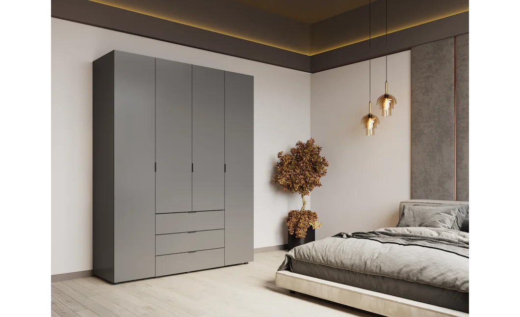 Šatní skříň na oblečení Doros Gelar Grafit 4 dveře 155×49,5×203,4 (80737075)