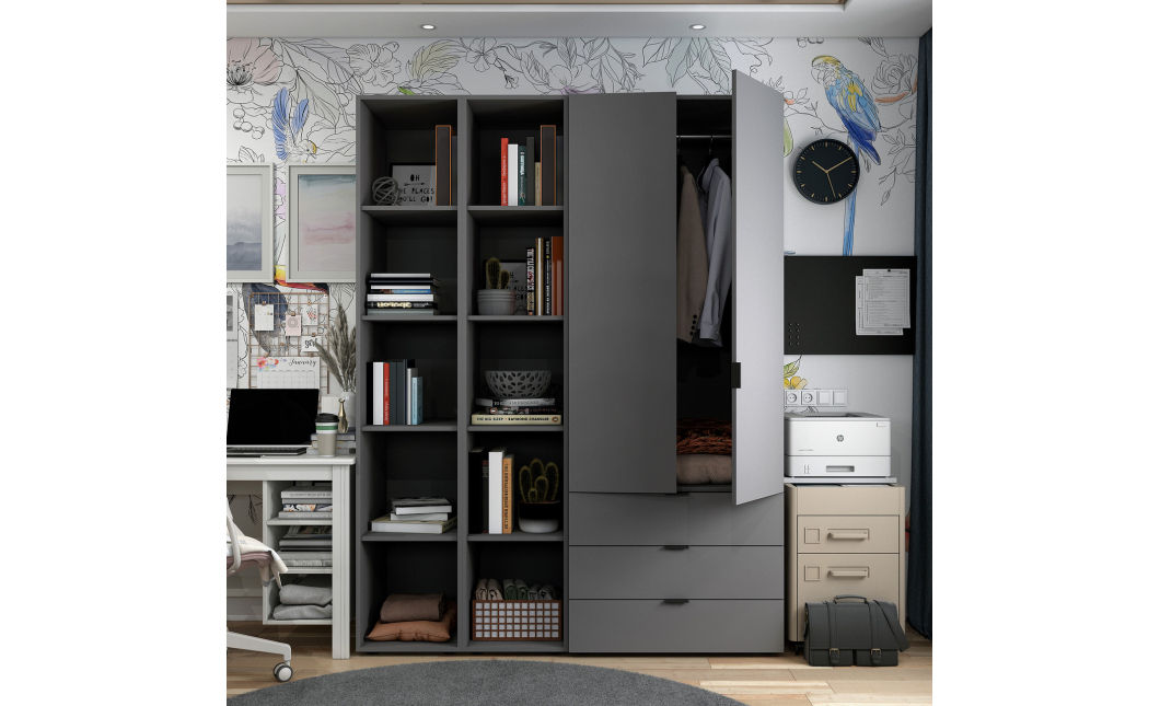 Set Doros Gelar se 2 regálů Grafit 2 dveře 153,9×49,5×203,4 (42005055)