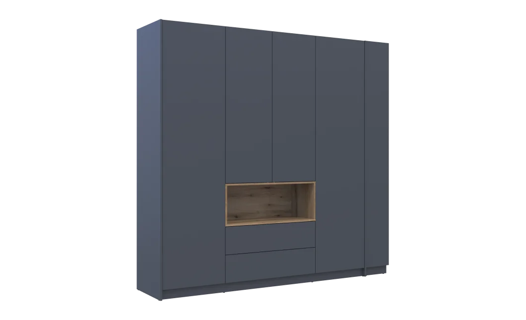 Šatní skříň s výklenkem a regálem Doros Dale Antracit/Dub Evok 4 dveře 234×52×220 (42005339)