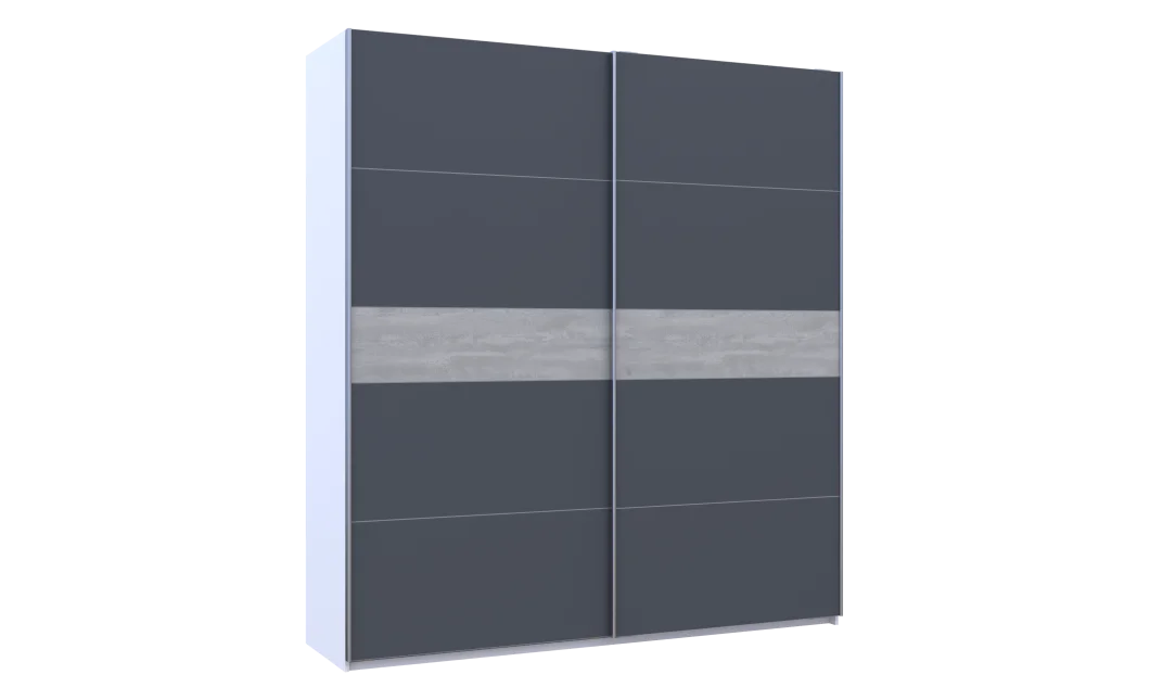Šatní skříň Doros G-Caiser Bílá / Grafit vložka Beton 2 DTD / 5 části 220×60×240 (44900281)