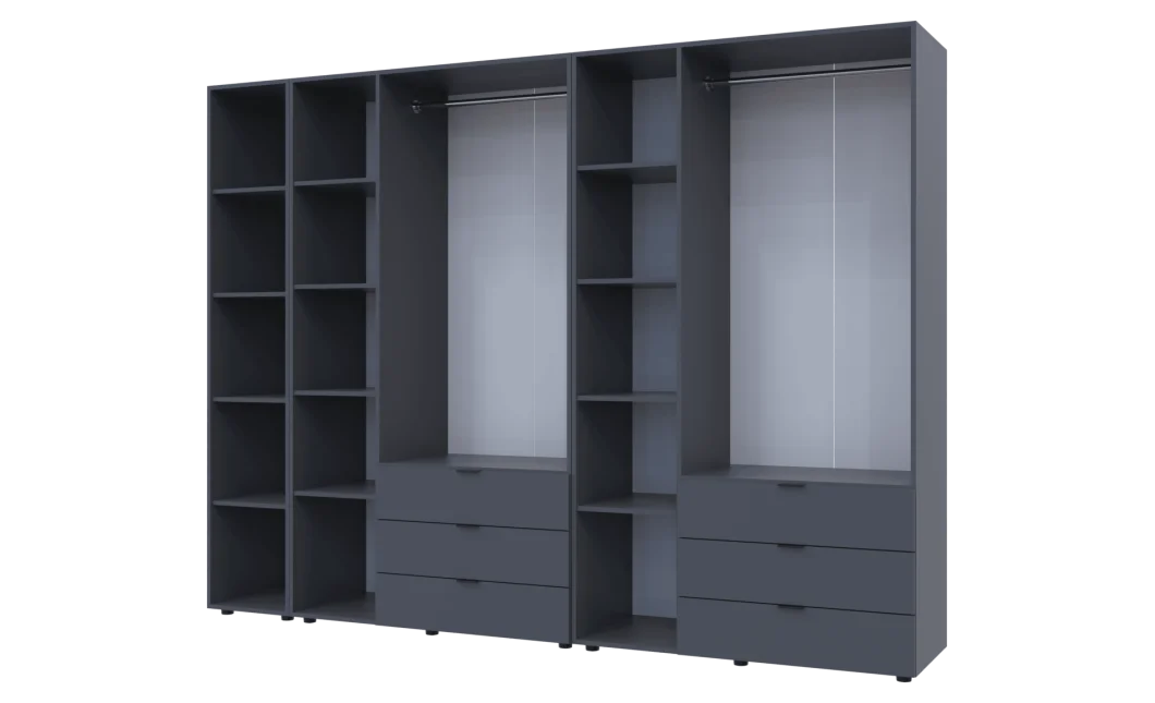 Set Doros Gelar s regálem Grafit 3+3 dveře 270,6×49,5×203,4 (42005061)