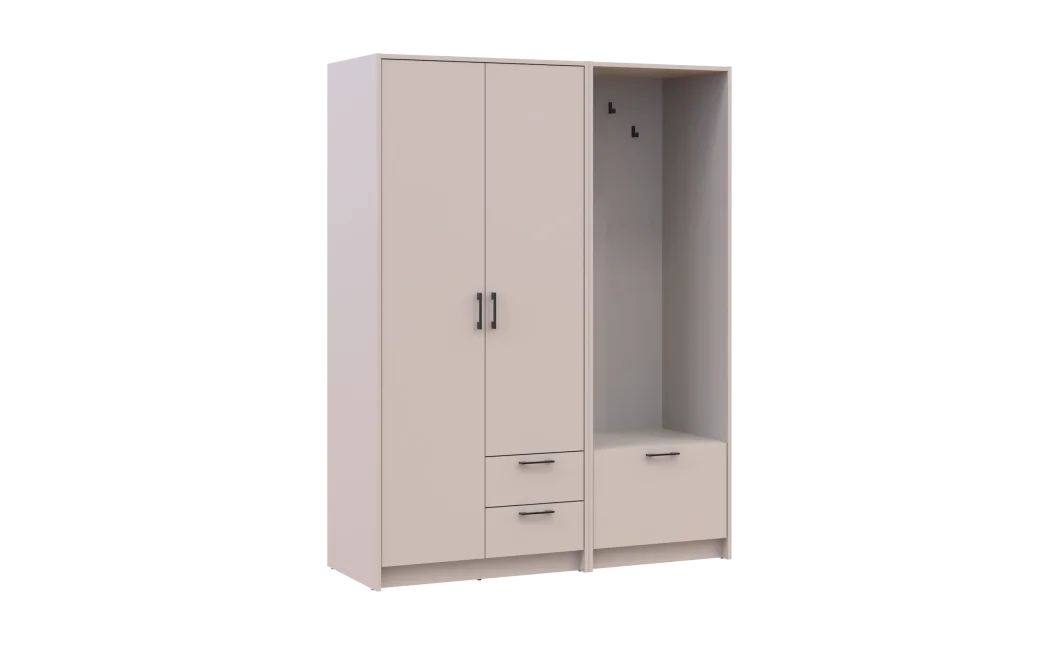 Šatní skříň Doros Rondi s věšákem Kašmír 2 dvere 142x52x195 (42005391)