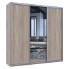 Šatní skříň Doros City Light Dub Sonoma 2 DTD / 1 zrcadlo 225×60×225 (42002135)