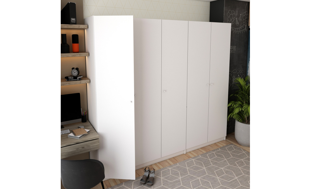 Skříň na oblečení Doros Promo Bílá 2+3 dveře 225×48×204 (42005004)