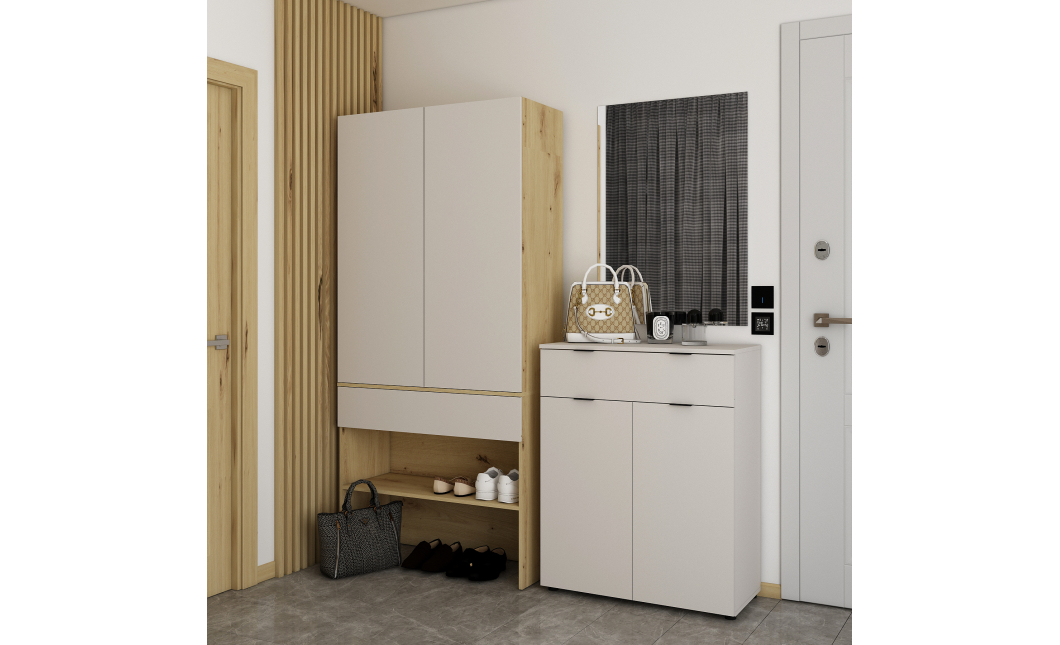 Předsíň Doros Split Dub Artisan/Kašmír DTD 94 × 39 × 200 (44900270)