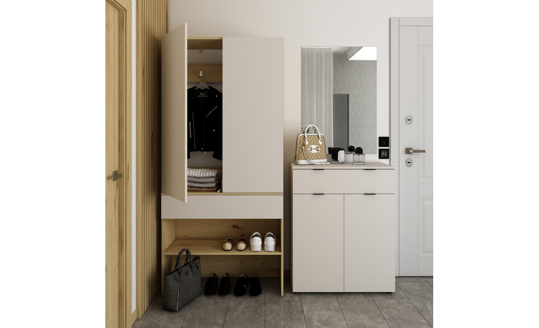 Předsíň Doros Split Dub Artisan/Kašmír DTD 94 × 39 × 200 (44900270)