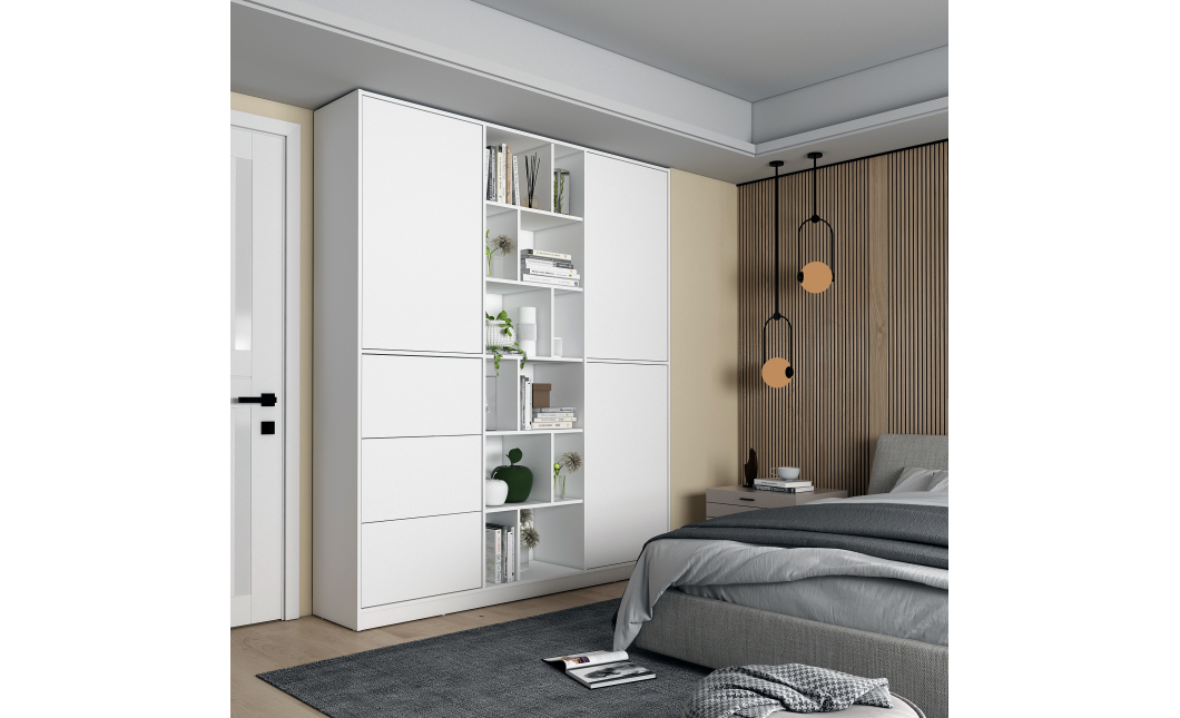 Skříň na oblečení Doros Morgan Bílý dveře/šuplíky DTD 180×40×210 (42002246)