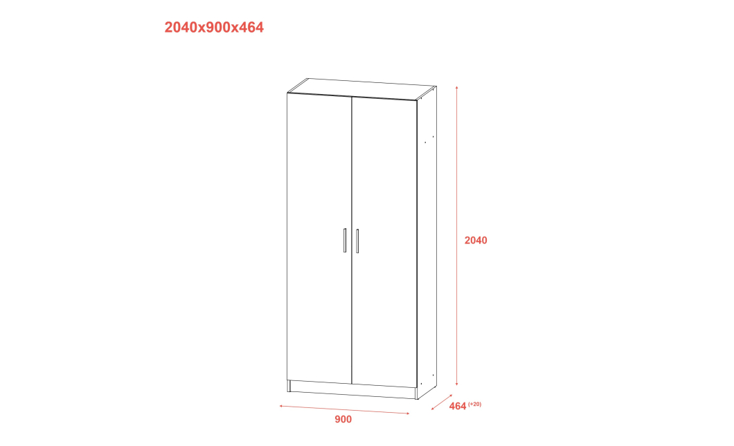 Skříň na oblečení Doros Promo s policemi Kašmír 2 dveře 90×48×204 (80737670)