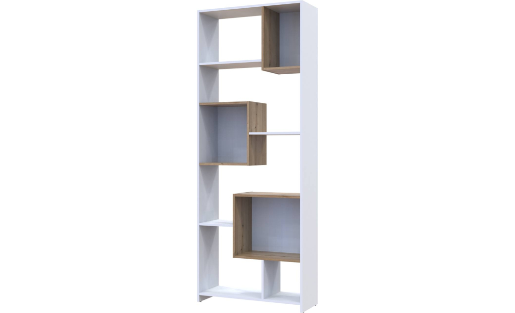 Vysoký regál Doros B1S Bílý/Dub Evok 81×30×210 (41516039)