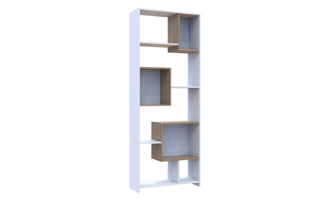 Vysoký regál Doros B1S Bílý/Dub Evok 81×30×210 (41516039)