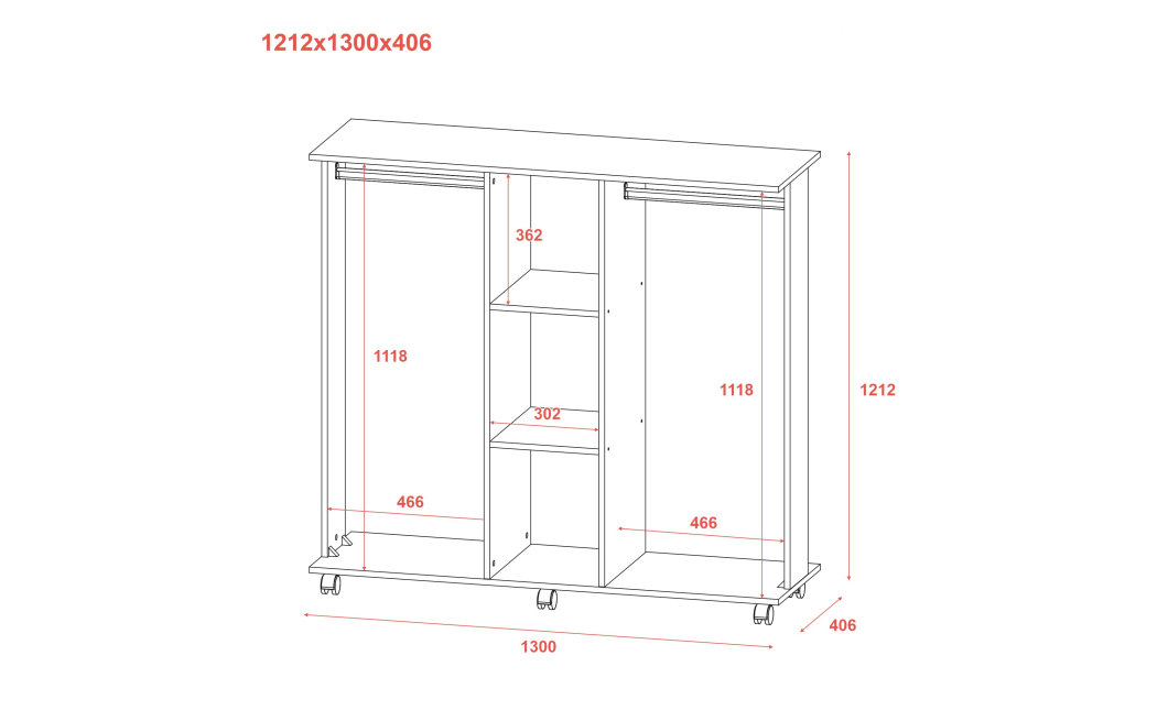 Věšák na šatníky Doros D3 Dub Sonoma 130×40,6×121 (41510112)