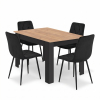 Jedálenský set NP 120x80 Craft / čierny + 4 stoličky LIBRA čierny zamat / čierne nohy (100408835)