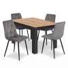 Jedálenský set NP 120x80 Craft / čierny + 4 stoličky LIBRA tmavosivý zamat / čierne nohy (100408331)