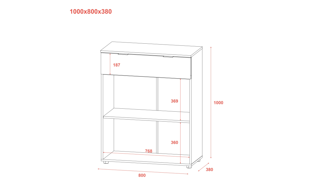 Komoda Doros Ron 2 2 dveře 1 zásuvka Bílý 80 × 38 × 100 (41516003)