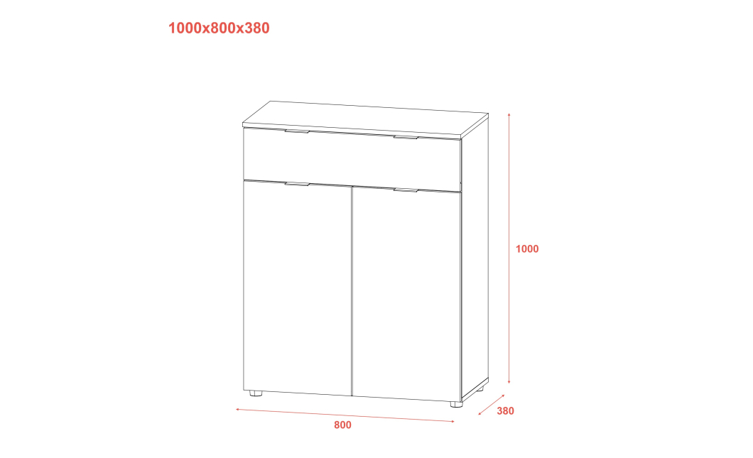 Komoda Doros Ron 2 2 dveře 1 zásuvka Bílý 80 × 38 × 100 (41516003)
