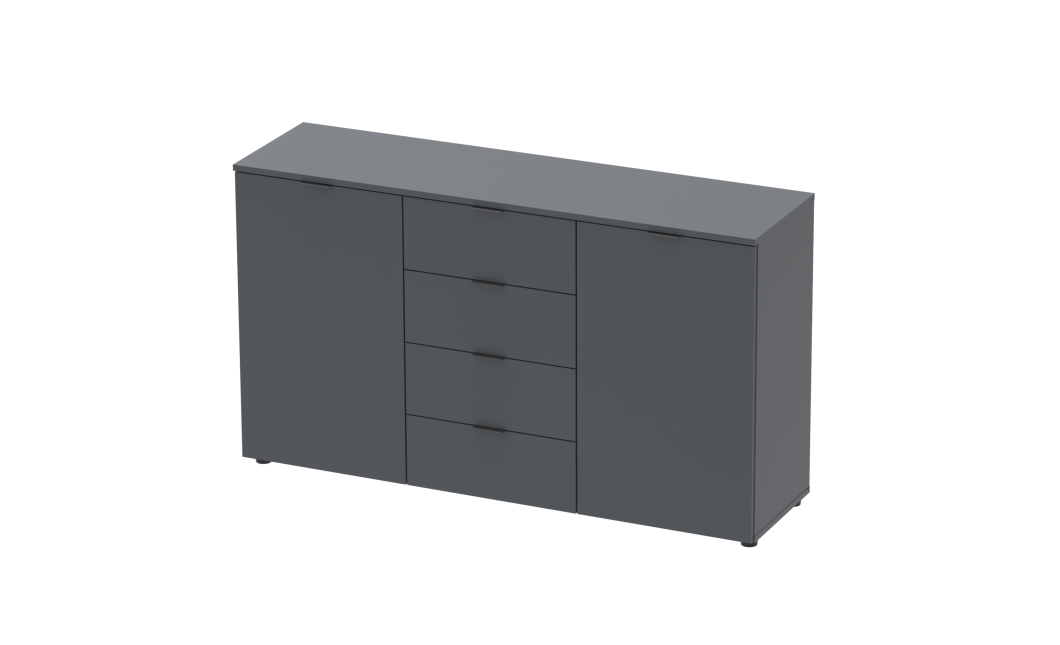 Komoda Doros Ron 5 Grafit 2 dveře 4 zásuvky 140 × 38 × 81 (44900235)