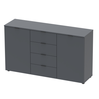 Komoda Doros Ron 5 Grafit 2 dveře 4 zásuvky 140 × 38 × 81 (44900235)