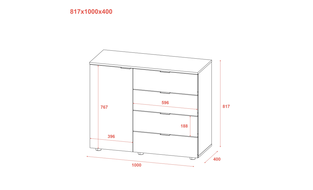 Komoda Doros GC1 Bílý 100 × 40 × 81,7 (41510028)