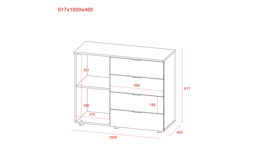 Komoda Doros GC1 Bílý 100 × 40 × 81,7 (41510028)