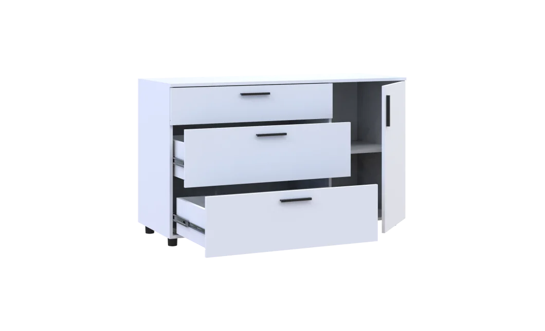 Komoda Doros Thorn Bílá 3Š/1D 135×51,6×80 (41510181)
