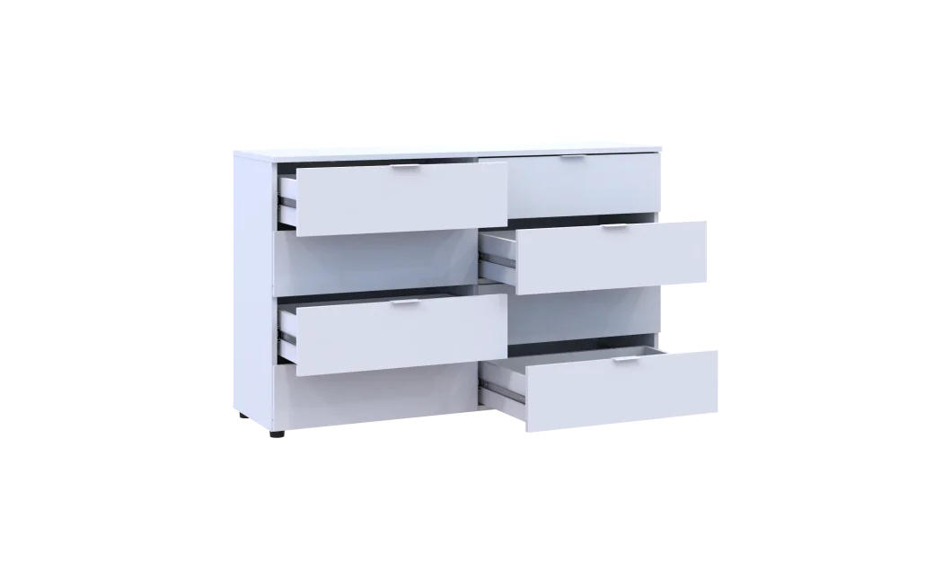 Komoda Ron 8 Bílý 8 zásuvek 130×38×81 (41516172)
