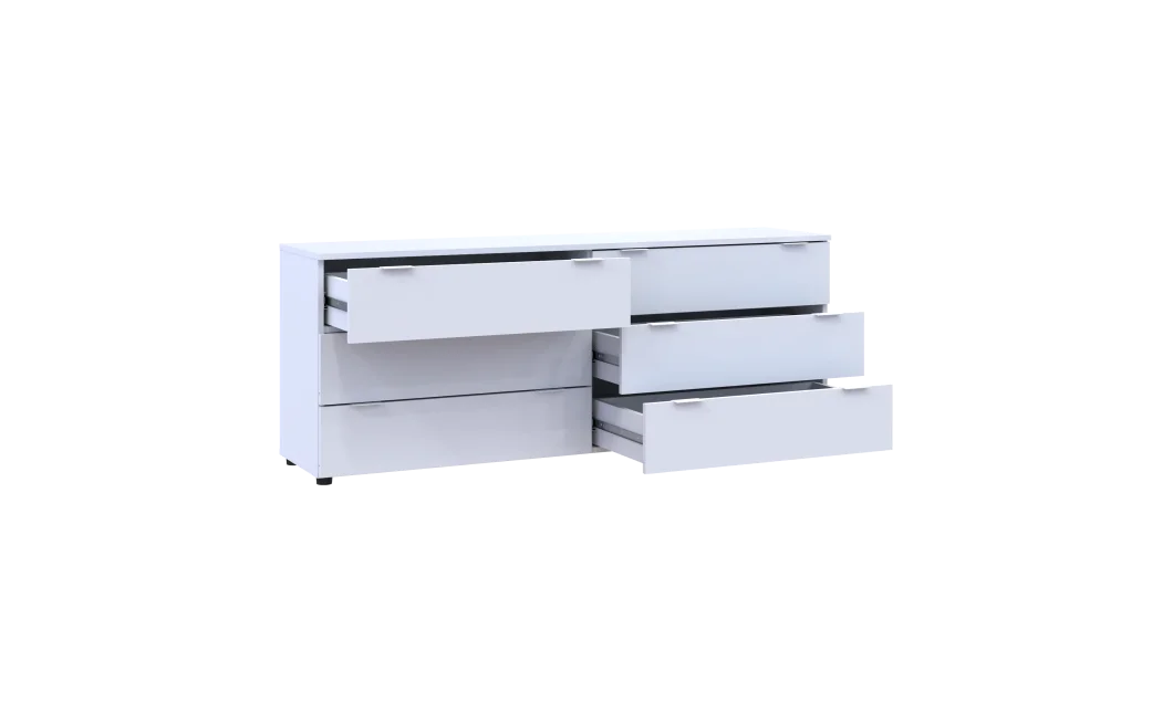 Komoda Ron 9 Bílý 6 zásuvek 160×38×62 (41516175)