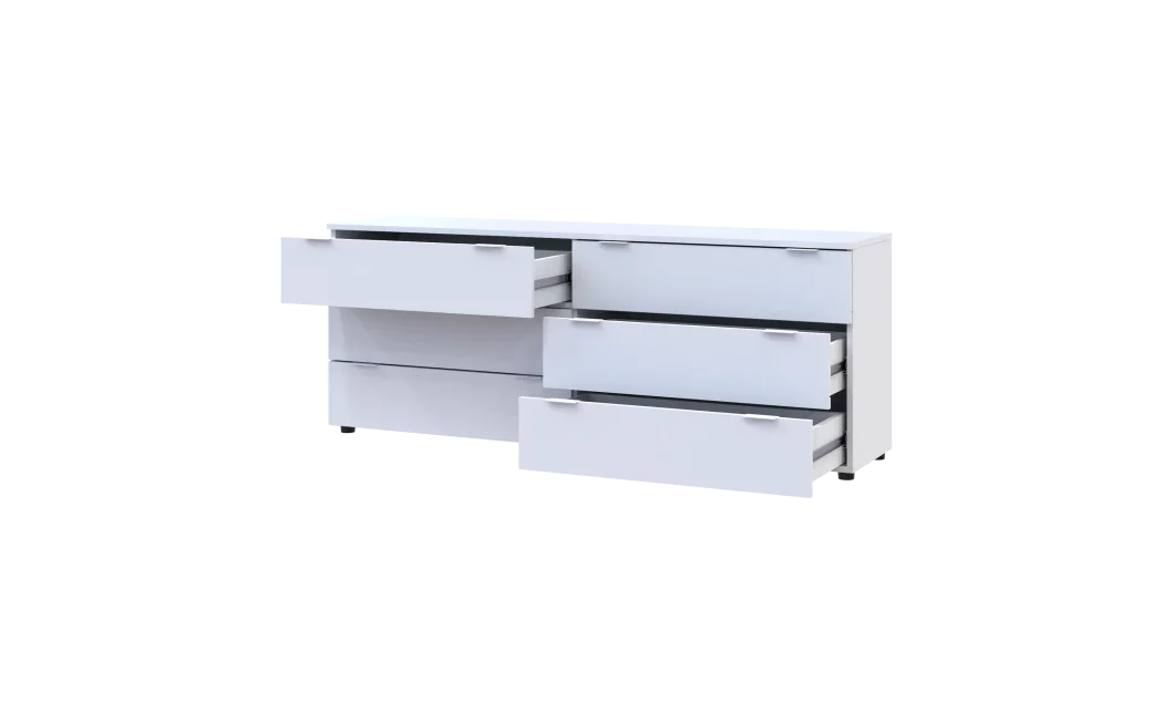 Komoda Ron 9 Bílý 6 zásuvek 160×38×62 (41516175)