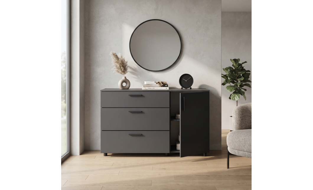 Komoda Doros Thorn Antracit 3Š/1D 135×51,6×80 (41510185)