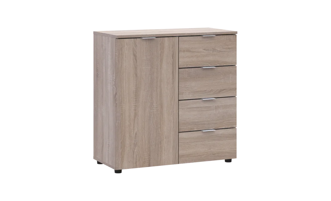 Komoda Doros Ron 1 1 dveře 4 zásuvky Dub Sonoma 80 × 38 × 81 (41516294)