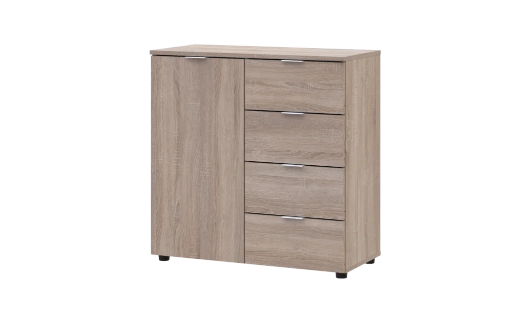Komoda Doros Ron 1 1 dveře 4 zásuvky Dub Sonoma 80 × 38 × 81 (41516294)