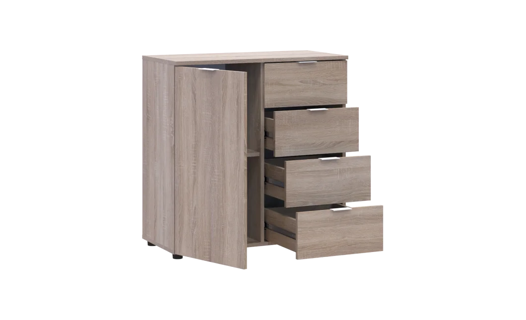 Komoda Doros Ron 1 1 dveře 4 zásuvky Dub Sonoma 80 × 38 × 81 (41516294)