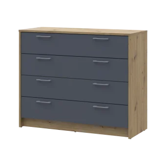 Komoda Doros Rondi Dub Artisan/Grafit 4 zásuvky 100×40×82 (41516186)