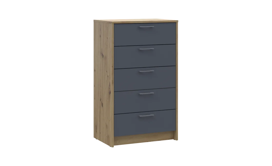 Komoda Doros Rondi Dub Artisan/Grafit 5 zásuvek 60×40×100 (41516188)