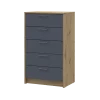 Komoda Doros Rondi Dub Artisan/Grafit 5 zásuvek 60×40×100 (41516188)